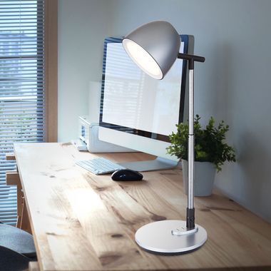 Lampe à poser LED, gris aluminium, réglable en hauteur, CCT, H 50 cm