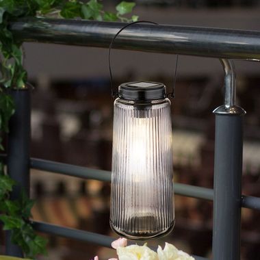 LED solar light, lantern, clear glass, H 25 cm