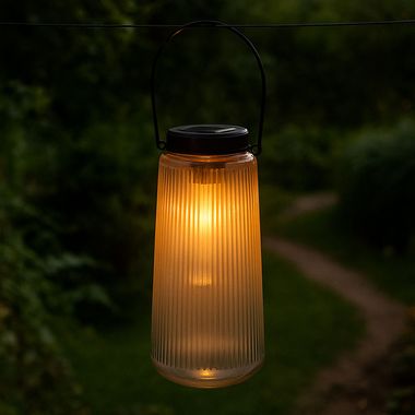 LED Solarleuchte, Laterne, Glas klar, H 25 cm
