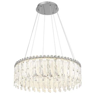 LED pendant light, crystals, dimmable, remote control, H 120 cm