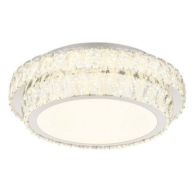 Plafonnier LED, cristaux, dimmable, télécommande, D 40 cm