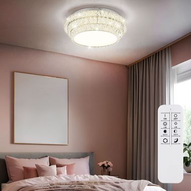 LED Deckenleuchte, Kristalle, dimmbar, Fernbedienung, D 50 cm