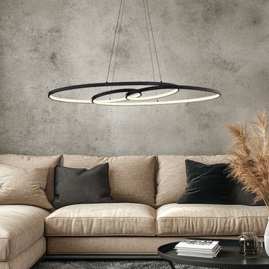 Lampada a sospensione a LED, nera, CCT, H 120 cm