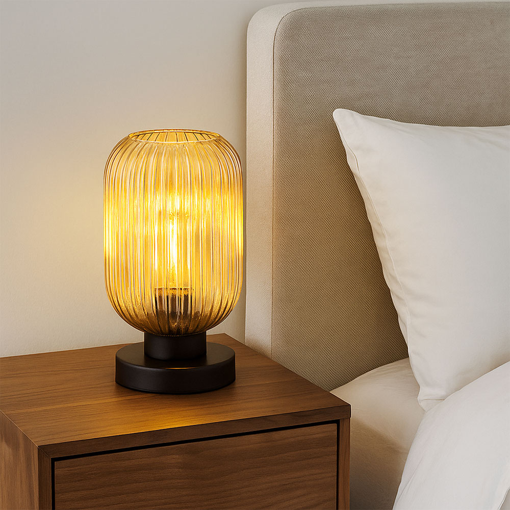 Bougeoir Vintage En Verre Teinté, Forme Lampe De Chevet, 24 Cm, Multicolore