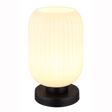 Lampa stołowa, czarne szkło opalowe, wys. 24 cm