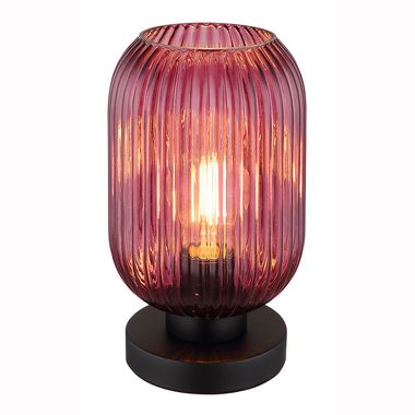 Lampada da tavolo, vetro viola, nero opaco, H 24 cm