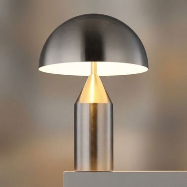 Tischlampe, Metall, nickel matt, weiß matt, H 39 cm