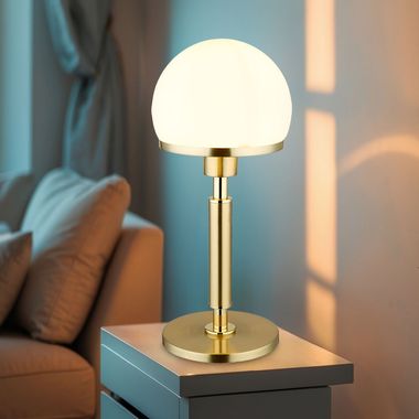Lampa stołowa, mosiądz, szkło opalowe, wys. 40 cm