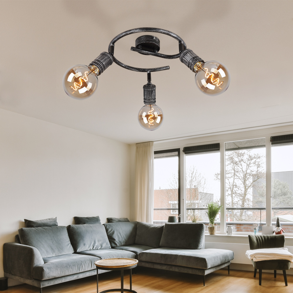 Plafonnier Hofstein 2 Spots – Design Moderne Bois Noir/marron – Luminaire Salon