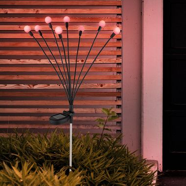 Lampe solaire LED, acier inoxydable noir, changement de couleur RGB, H 70cm