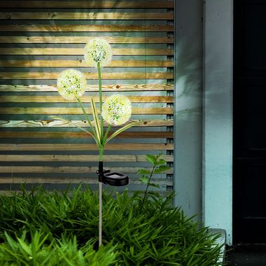 [Paket] LED Solarleuchte, Pusteblume gelb, Edelstahl, H 75 cm