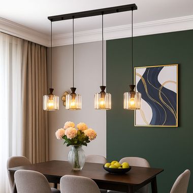 Lampa wisząca LED, metal, czarny mat, kryształy, dł. 86 cm