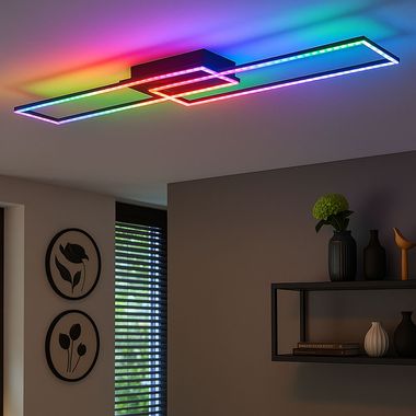 Plafoniera LED RGB, dimmerabile, telecomando, L 121 cm