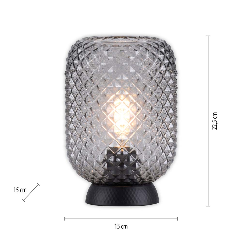 JUST LIGHT Tischleuchte, Tischlampe Nachttischleuchte Leselampe Glas Retro Wohnzimmerlampe H S0qb902t