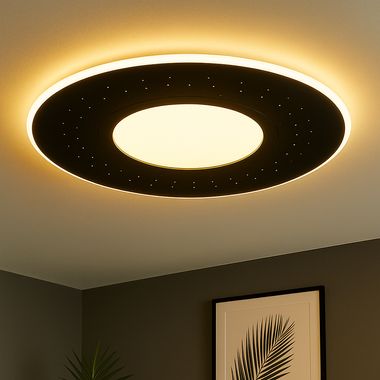 LED Deckenlampe, Metall, dimmbar, Fernbedienung, CCT, D 49cm