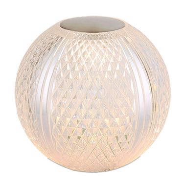 Lampa stołowa, przezroczysty akryl, kula, ściemniacz dotykowy