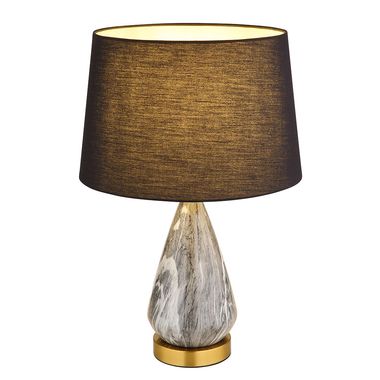Lampa stołowa, metal, tkanina, kolor mosiądzu, wys. 54 cm