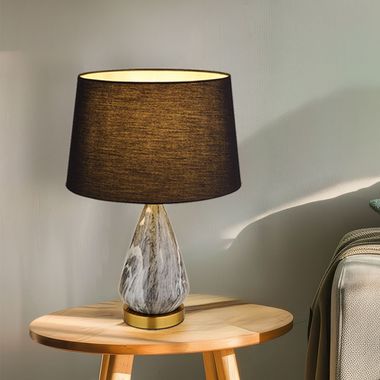 Tischleuchte, Metall, Weiß, Textil, champagner, H 54 cm