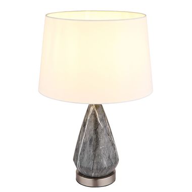 Table lamp, marble look, white, textile, H 54 cm