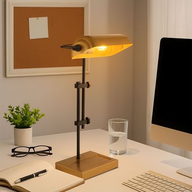 Lampa stołowa, czarna, złota, regulowana wysokość