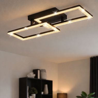 LED plafondlamp, kristallen, beweegbaar, zwart, L 61 cm