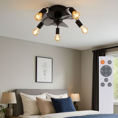 Wentylator sufitowy, czarny, zdalne sterowanie, przód/tył, D 42 cm