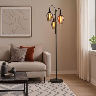 Floor lamp, black, glass chrome gold copper, H 165 cm