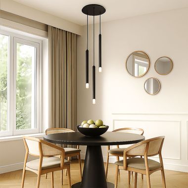 Lampa wisząca, 3-płomienna, czarny mat, D 24 cm