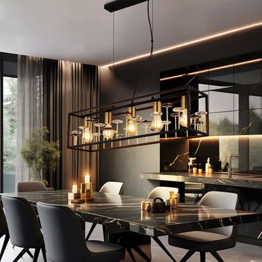 Hängeleuchte, 5-Flammig, Kristalle rauch klar, schwarz, L 77 cm