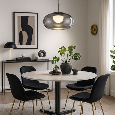 Lampada a sospensione LED, vetro fumé, regolabile in altezza, H 150 cm