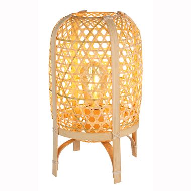 Lampada da tavolo, metallo, rete di bambù, slavato, H 37 cm