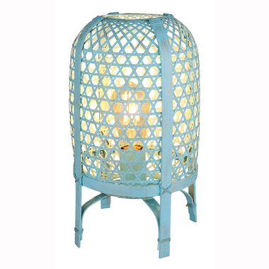 Lampada da tavolo, metallo, rete di bambù, slavato, H 37 cm