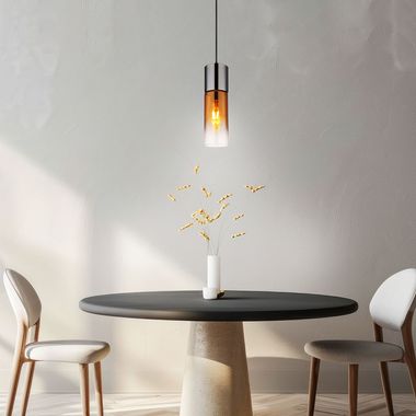 Pendant lamp, glass, copper-coloured, black, H 150 cm