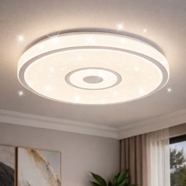 LED Deckenleuchte, weiß, Sternenhimmeleffekt, D 38 cm