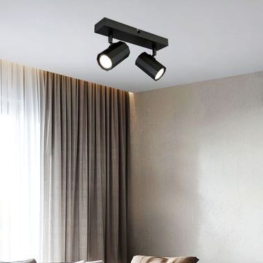 Lampa sufitowa, szary metal, ruchome reflektory, L 26 cm