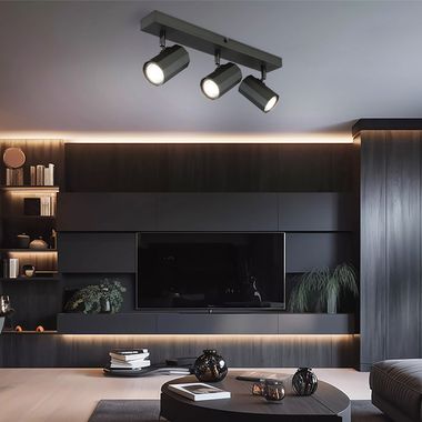 Lampa sufitowa, szary metal, ruchome reflektory, L 39 cm