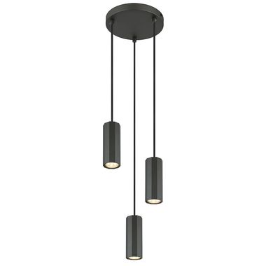 Lampada a sospensione, a 3 fiamme, alluminio, grigio, H 120 cm