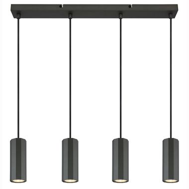 Lampa wisząca, szary metal, 4 płomienie, wys. 120 cm