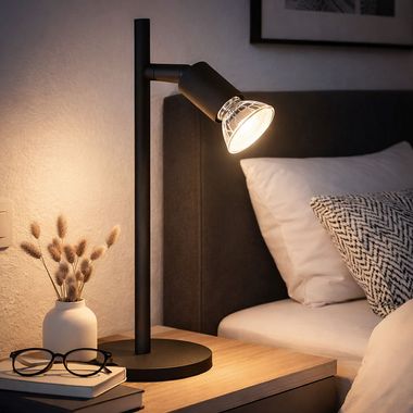 Tischleuchte, Metall schwarz, Spot verstellbar, H 30 cm