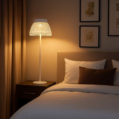 Lampa stołowa LED, ściemniacz dotykowy, przezroczyste kryształy akrylowe, wys. 38 cm