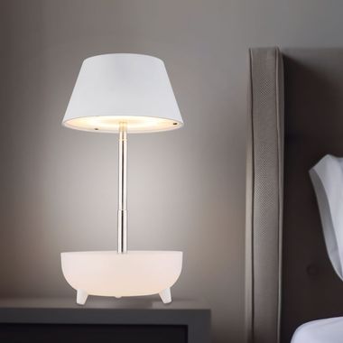 Table lamp, touch dimmer, extendable, white, D 11.8 cm