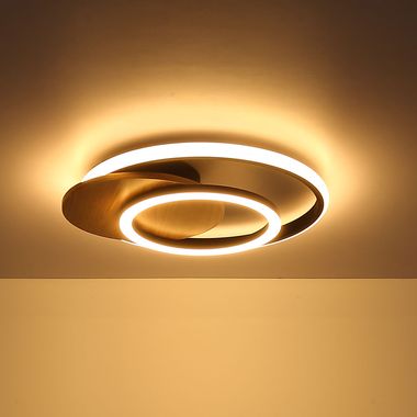Plafonnier LED, bois, naturel, noir, L 38 cm
