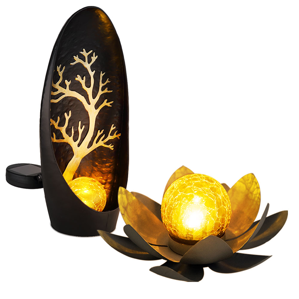 Lotus Solar Gartenkugel Mit Crackleglas - 25cm Solarlampe Für Terrasse & Balkon