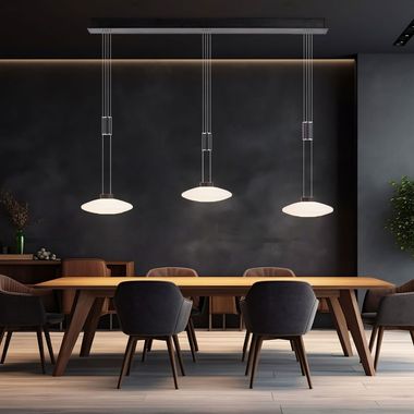 Lampe à suspension LED, dimmable, réglable en hauteur, noire, H 200 cm