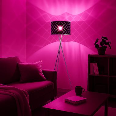 RGB LED floor lamp, black, gold, app control, H 158 cm