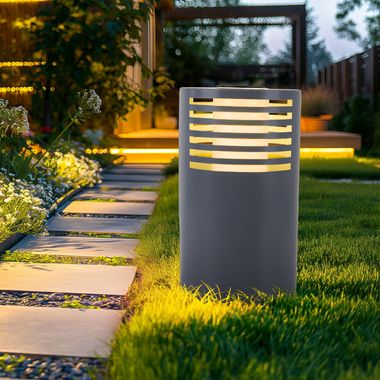 Lampe solaire LED, lampadaire, métal, blanc, H 35 cm