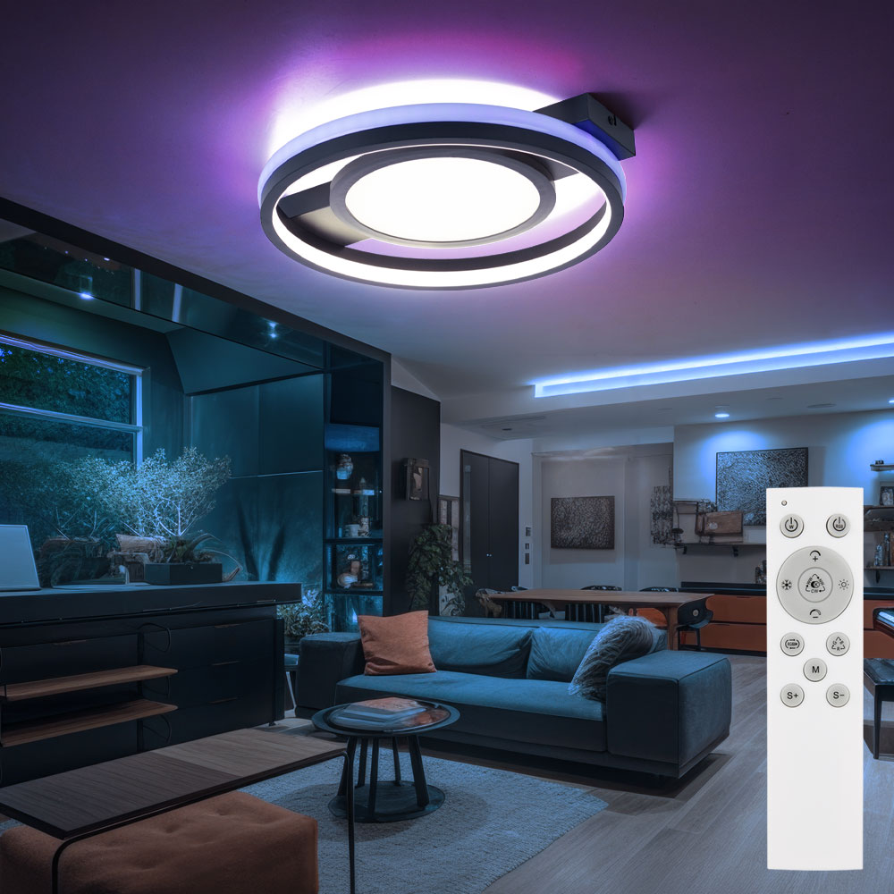 LED Deckenleuchte Kinderzimmer - Regenbogen Wolken Design 40W Dimmbar - Mit Fernbedienung & Nachtlicht