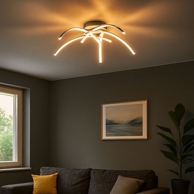 Lampa sufitowa LED, metal, stal, biały, D 45 cm