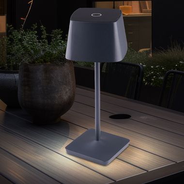 LED table lamps, anthracite, touch dimmer, IP54, H 28 cm