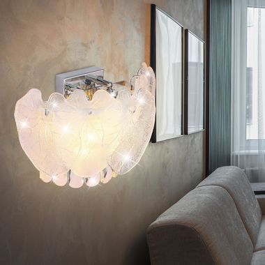 Lampa ścienna, metal, chrom, kryształy K5, 2-płomienna